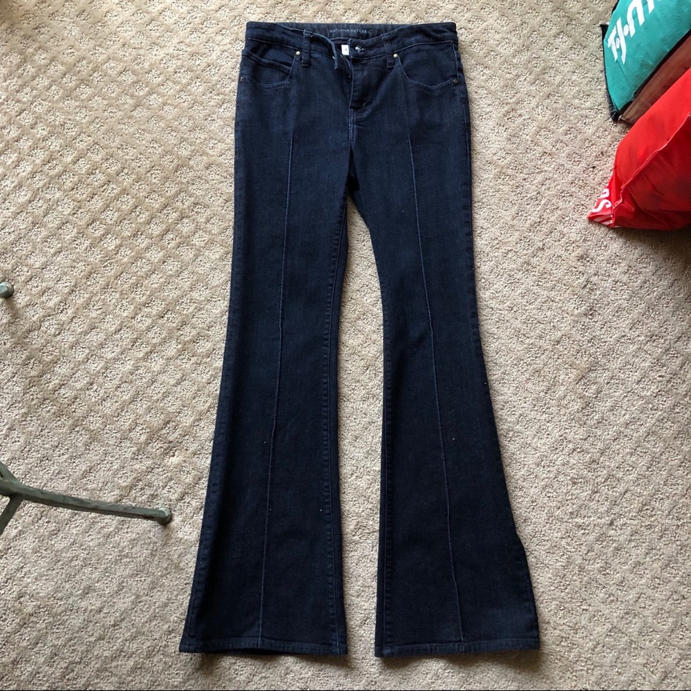 NWOT BR dark wash pleated flare jeans